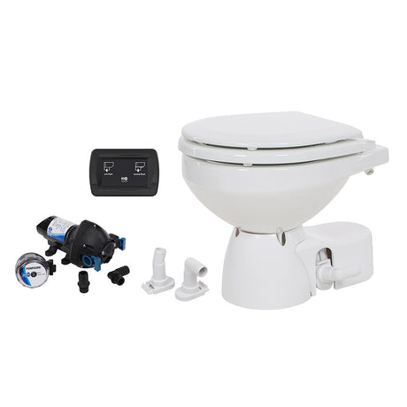 Jabsco Quiet Flush E2 Raw Water Toilet Compact Bowl  12V  Soft Close Lid 382453092RSP