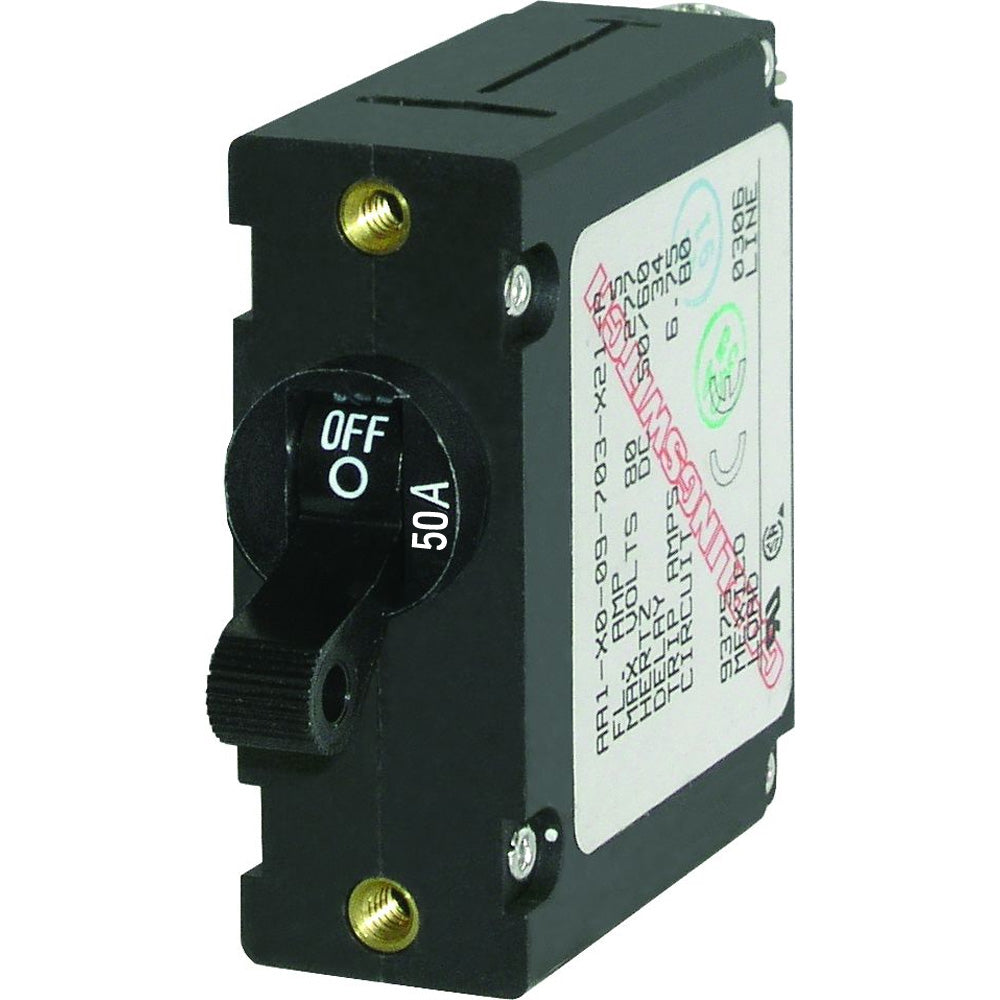 Blue Sea 7228 AC DC Single Pole Magnetic World Circuit Breaker 50 Amp 7228