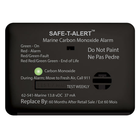 SafeTAlert 62 Series Carbon Monoxide Alarm wRelay  12V  62541RMarine  Surface Mount  Black 62541RMARINEBL