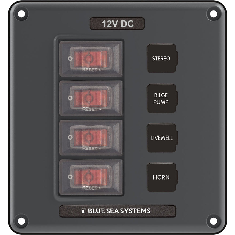 Blue Sea 4320 Circuit Breaker Switch Panel 4 Position Gray 4320
