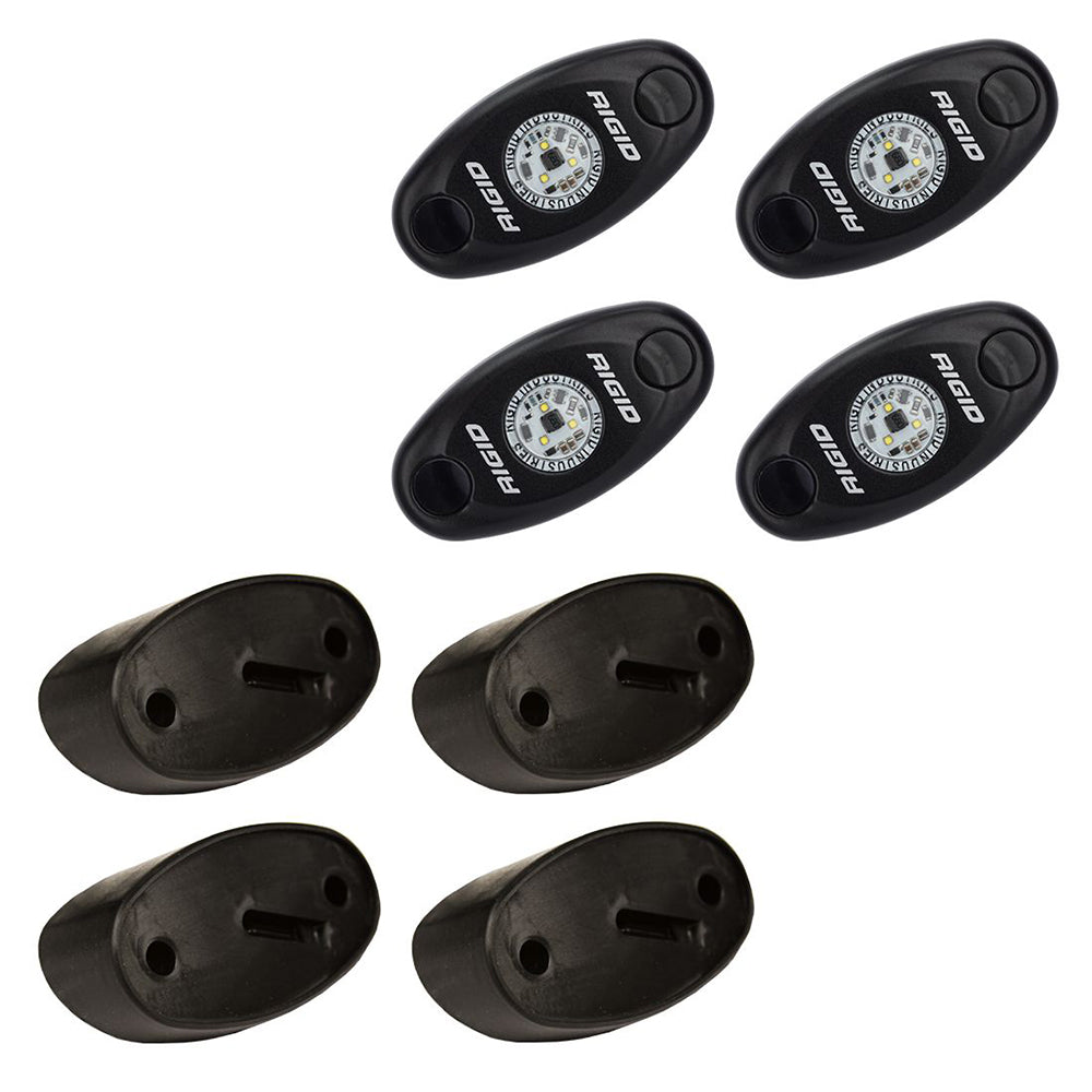 RIGID Industries ASeries Rock Light Kit 4 Amber Lights Black 400243