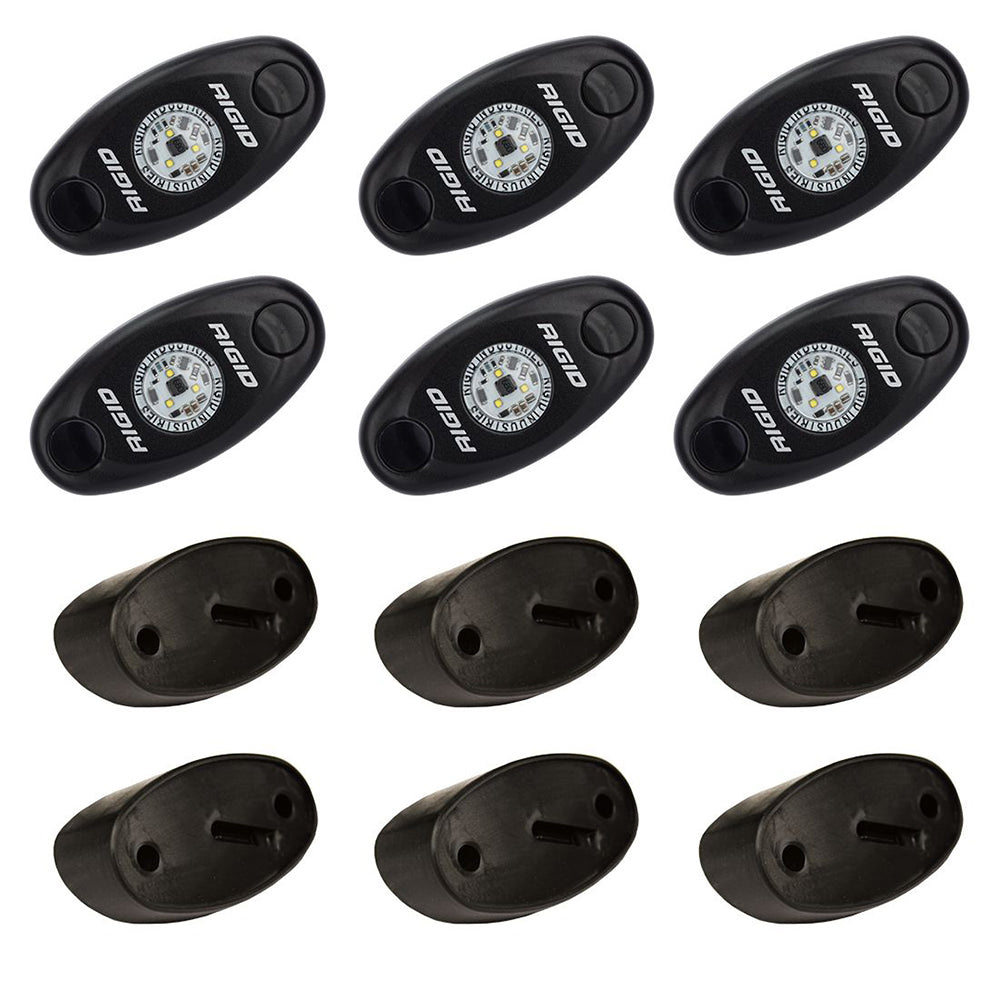 RIGID Industries ASeries Rock Light Kit 6 Red Lights Black 400263