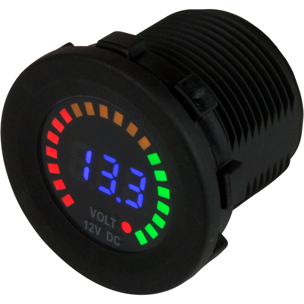 SeaDog Round Voltage Meter DC 5V15V wRainbow Dial 4216171