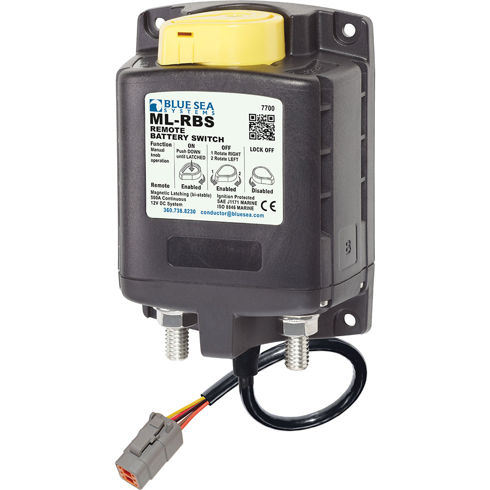 Blue Sea 7700100 ML Solenoid 12V 500A wManual Control Deutsch Connector 7700100