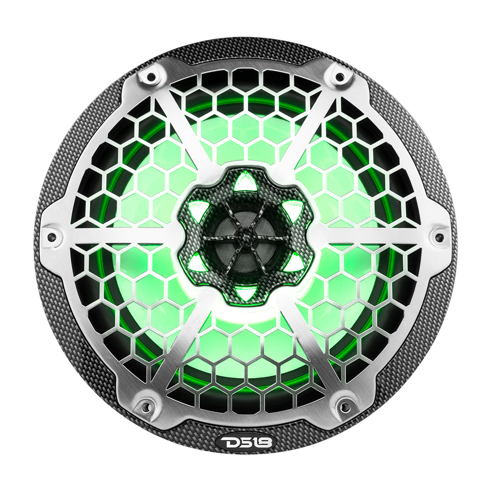 DS18 HYDRO 8 2Way Marine Speakers wRGB LED Lights 125W RMS 4Ohm Black Carbon Fiber CF8M