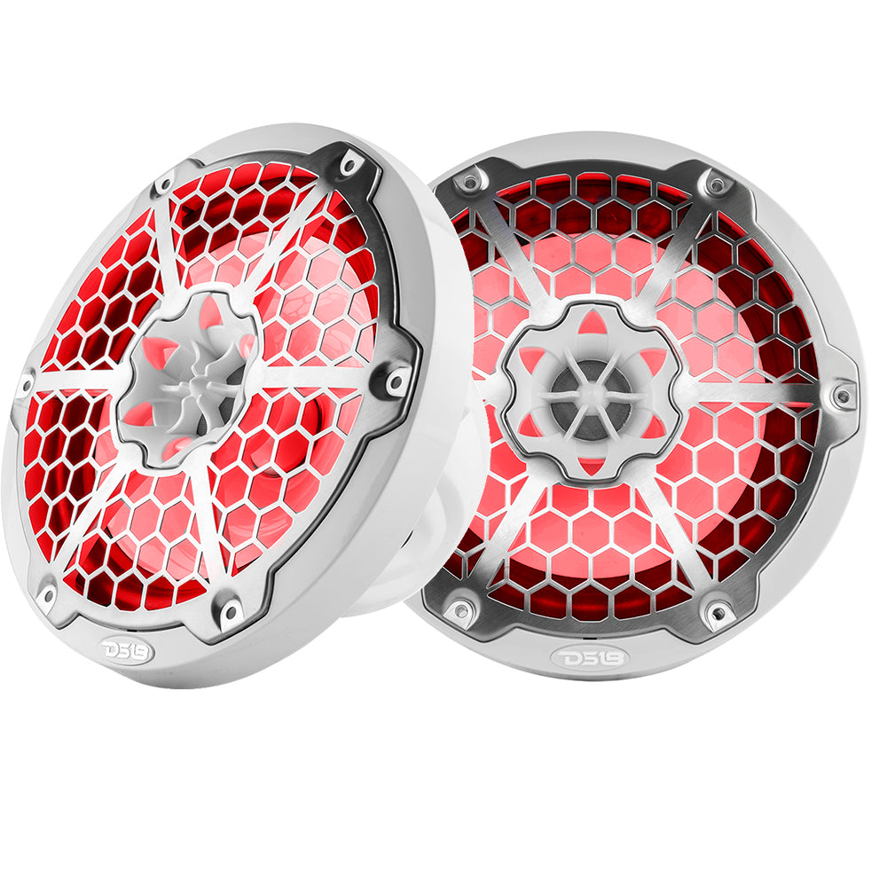 DS18 New Edition HYDRO 8 2Way Marine Speakers wRGB LED Lighting 375W White NXL8MWH