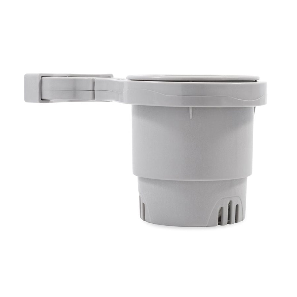 Camco ClampOn Rail Mounted Cup Holder Large for Up to 2 Rail Grey 53092