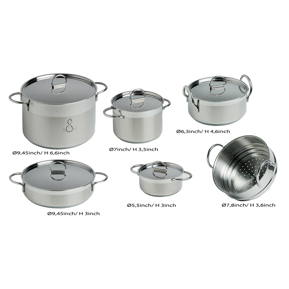 Marine Business Kitchen Cookware Pan Set SelfContaining Stainless Steel Set of 8 20001
