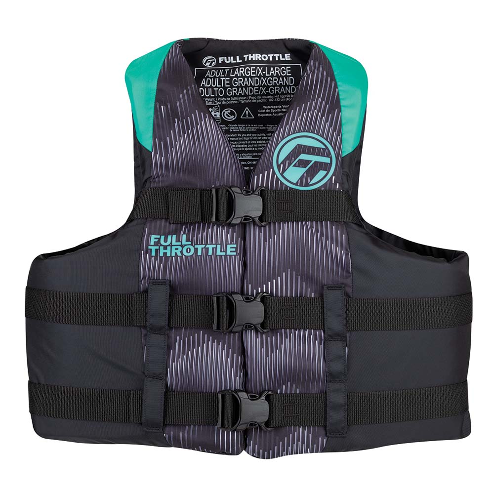 Full Throttle Adult Nylon Life Jacket SM AquaBlack 11220050503022