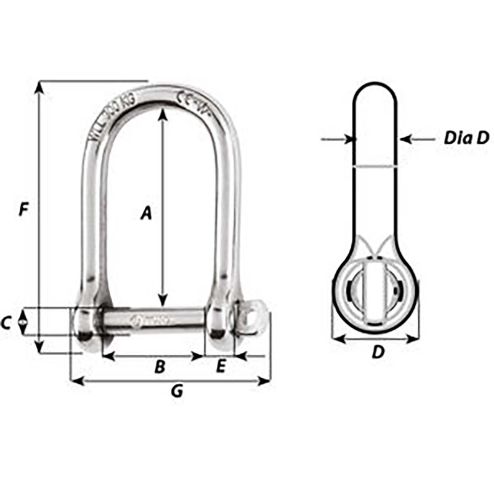 Wichard SelfLocking Large Shackle Diameter 5mm 316 01262