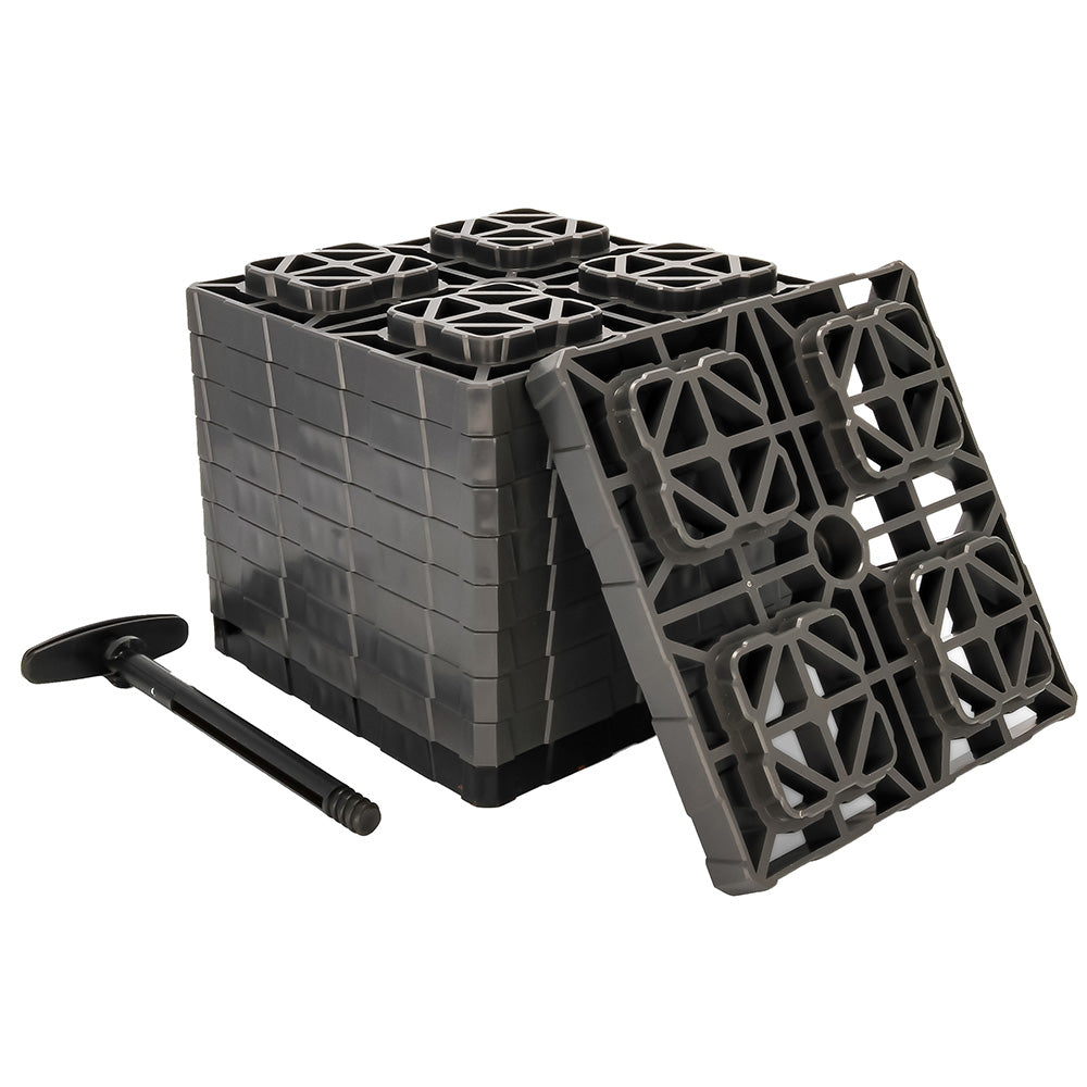 Camco FasTen Leveling Blocks XL wTHandle 2x2 Grey 10Pack 44527