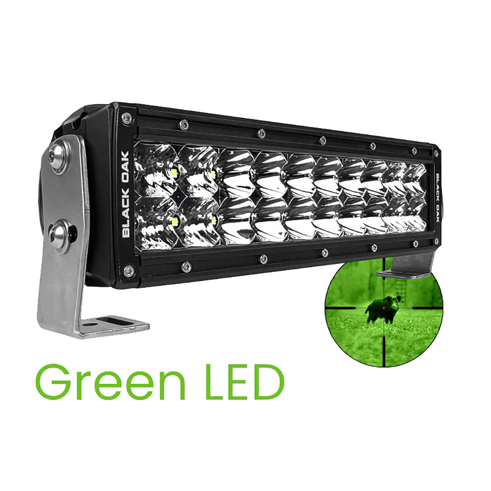 Black Oak 10 Green LED Hog Hunting Light Bar Combo Optics Black Housing Pro Series 30 10GD3OS