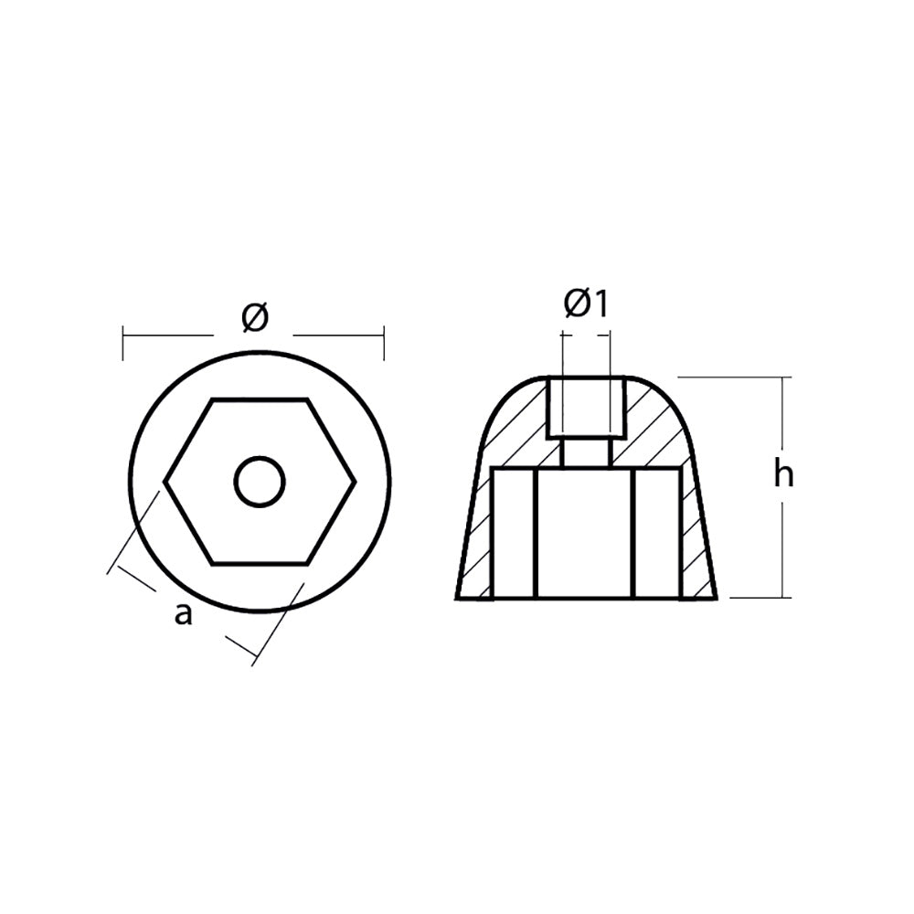 Tecnoseal Zinc Sidepower Sleipner Propeller Nut Anode 01051