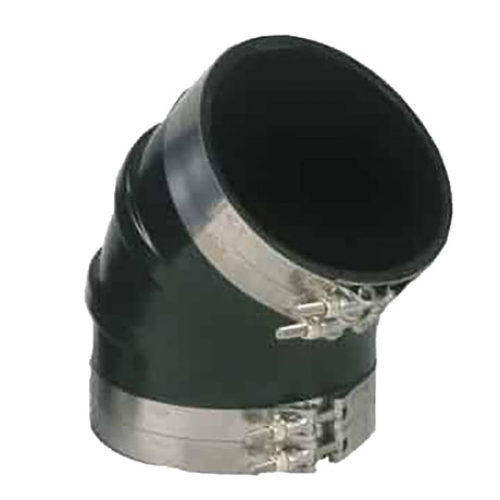 Trident Marine 312 ID 45Degree EPDM Black Rubber Molded Wet Exhaust Elbow w4 TBolt Clamps TRL3545SS