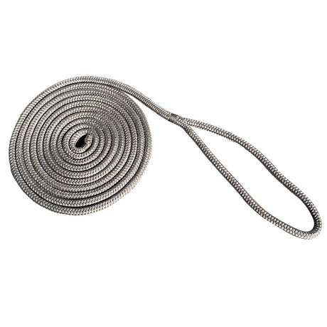 New England Rope 34 x 25 Nylon Double Braid Dock Line  Grey 50582400025