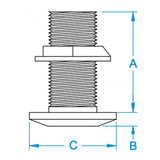GROCO 3 Bronze ThruHull Fitting wNut TH3000W