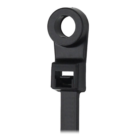Pacer 15 Cable Tie wMounting Ring  Black  50lb Tensile Strength  4 Bundle Diameter  100 Piece Bag CTMR4S100BK
