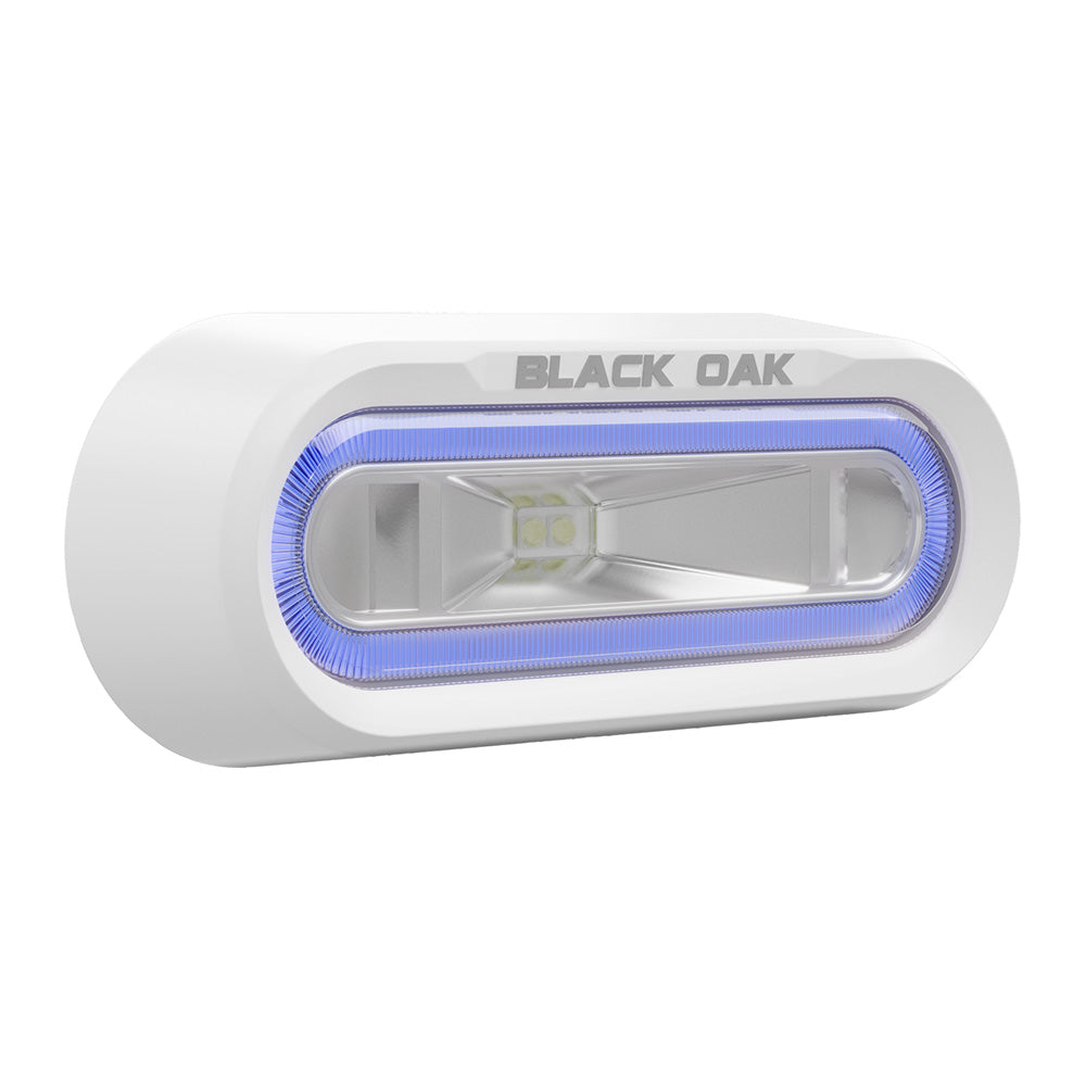 Black Oak Low Pro Off Road Spreader Light  Bracket Mount  White Housing  Blue LED MLPSB