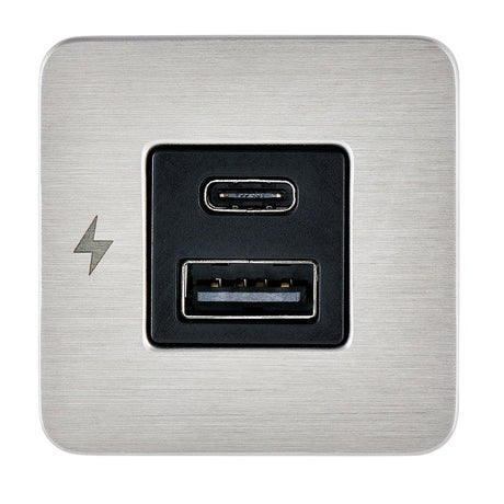 Scanstrut TILE USBAUSBC Interior Charging Socket  1224V  Stainless Steel Bezel SCTILE11