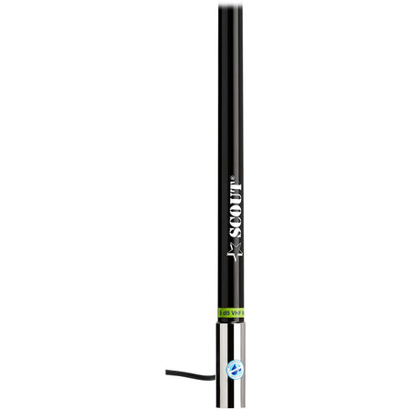 Scout 8 Black VHF Antenna 6dB Heavy Stainless Steel Ferrule w6M RG8x Includes PL259 Heavy Duty Offshore Antenna KS43 PF