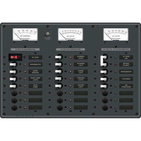 Blue Sea 8084 AC Main 6 PositionsDC Main 15 Positions Toggle Circuit Breaker Panel  White Switches 8084