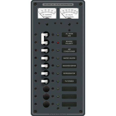 Blue Sea 8074 AC Main 8 Positions Toggle Circuit Breaker Panel  White Switches 8074