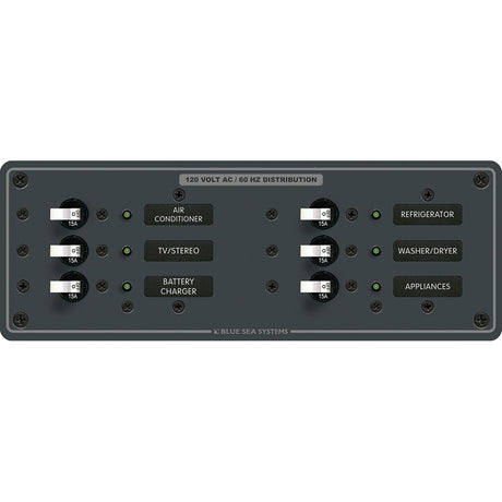 Blue Sea 8097 AC 6 Position Toggle Circuit Breaker Panel  White Switches 8097