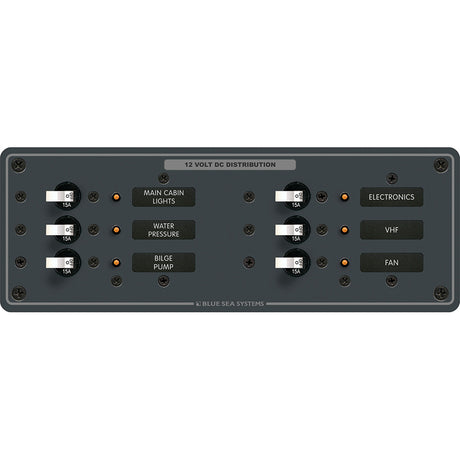 Blue Sea 8096 DC 6 Position Toggle Branch Circuit Breaker Panel  White Switches 8096