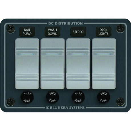 Blue Sea 8262 Waterproof Panel 4 Position  Slate Grey 8262