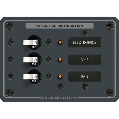Blue Sea 8025 DC 3 Position Breaker Panel  White Switches 8025