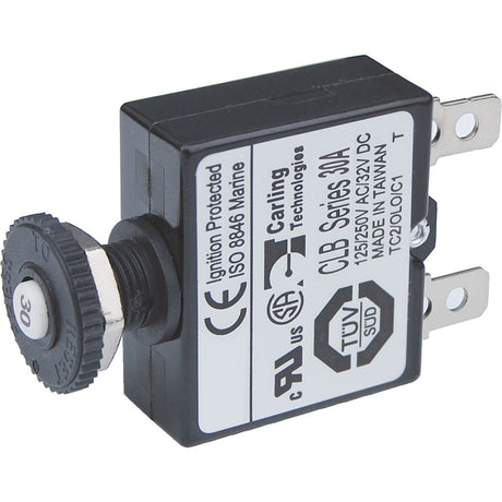 Blue Sea 7059 30A Push Button Thermal with Quick Connect Terminals 7059