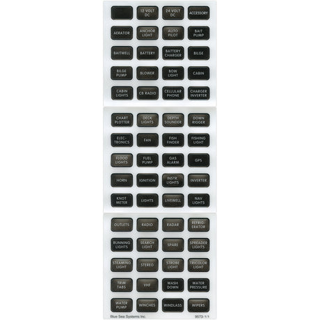 Blue Sea 8214 Black Small Format Label Kit  60 Labels 8214