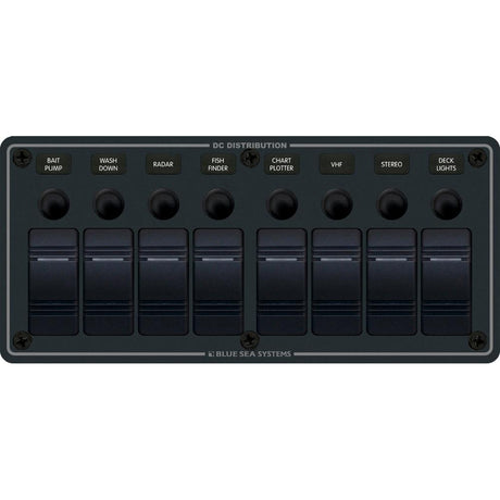 Blue Sea 8371 Water Resistant Panel  8 Position  Black  Horizontal Mount 8371