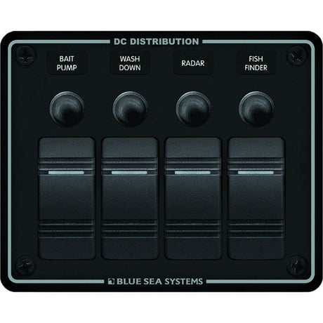 Blue Sea 8372 Water Resistant 4 Position  Black  Horizontal Mount Panel 8372