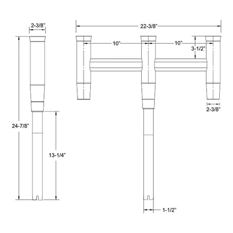 TACO Deluxe Trident Rod Holder Cluster Straight F310780BXY1