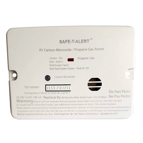 SafeTAlert Combo Carbon Monoxide Propane Alarm  Flush Mount  Mini  White 25742WHT