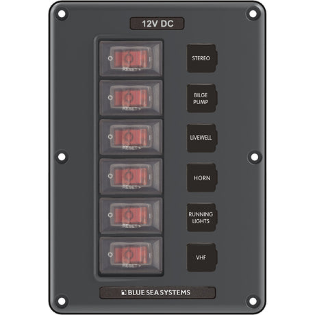 Blue Sea 4322 Circuit Breaker Switch Panel 6 Position  Gray 4322