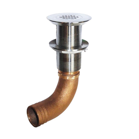 GROCO 114 Hose Barb Stainless 45 Degree Deck Drain SCUS1245