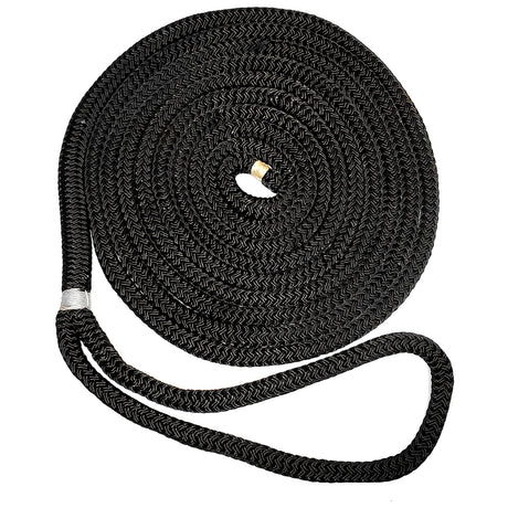 New England Ropes 58 Double Braid Dock Line  Black  50 C50542000050