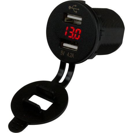 SeaDog Dual USB SocketVoltmeter wHidden Display 4265171