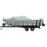 Carver Performance PolyGuard Wide Series StyledtoFit Boat Cover f185 Aluminum VHull Boats wWalkThru Windshield  Grey