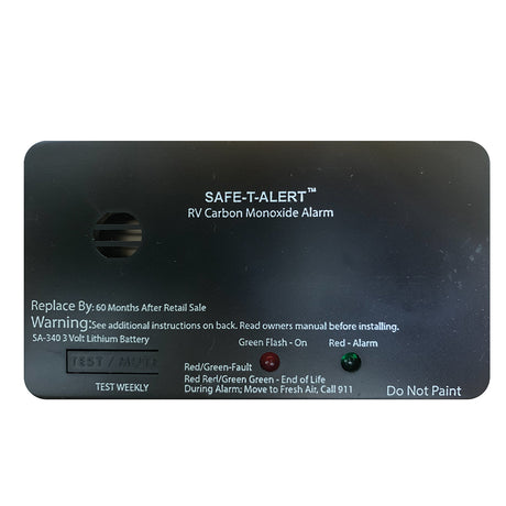 SafeTAlert SA340 Black RV Battery Powered CO Detector  Rectangle SA340BL