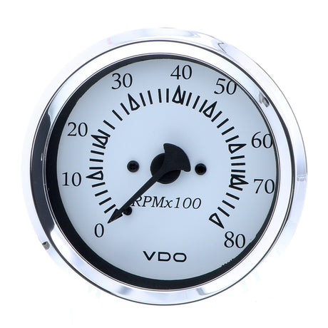 VDO Cockpit Marine 85MM 338 Outboard Tachometer  White DialChrome Bezel 33315275