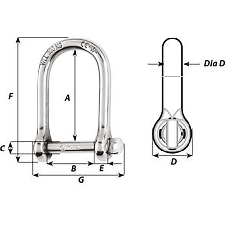 Wichard SelfLocking Large Shackle  Diameter 5mm  316 01262