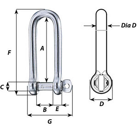 Wichard Captive Pin Long D Shackle  Diameter 8mm  516 01414
