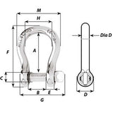 Wichard Captive Pin Bow Shackle  Diameter 8mm  516 01444