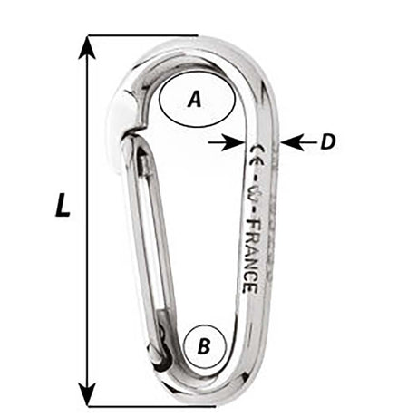 Wichard Symmetric Carbine Hook Without Eye  Length 60mm  14 02333