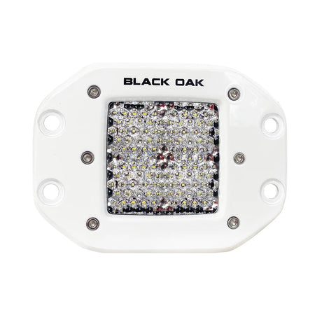 Black Oak 2 Marine Flush Mount LED Pod Light  Diffused Optics  White Housing  Pro Series 30 2DMFPOD10CR