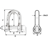 Wichard Not SelfLocking D Shackle  14mm Diameter  916 01207