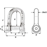 Wichard SelfLocking Allen Head Pin D Shackle  6mm Diameter  14 01303